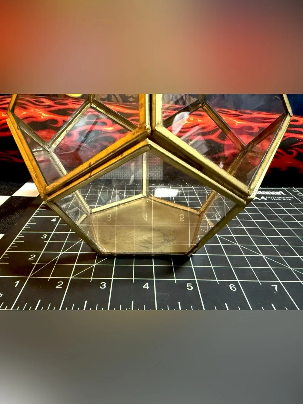 World Market Vintage Faceted Brass and Glass Terrarium